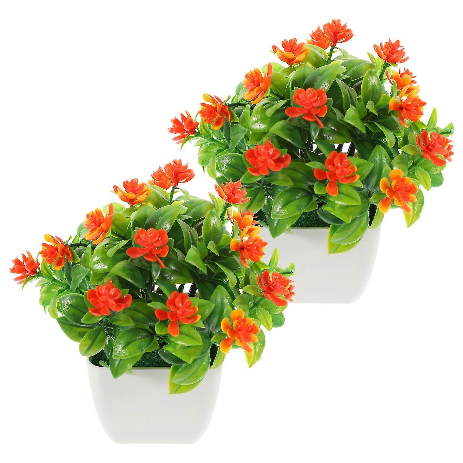 Plastic Artificial Rose Ornaments Simulation Flowers for Decor 2Pcs