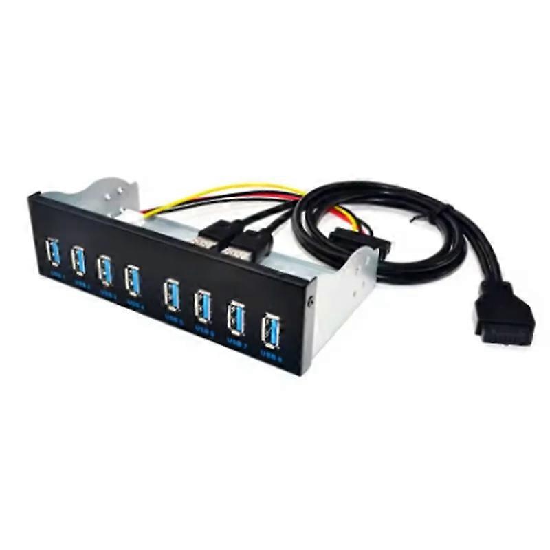 Hub USB 3.0 de 8 portas e 5,25 polegadas com painel frontal, divisor USB multifuncional, hub USB para PC;