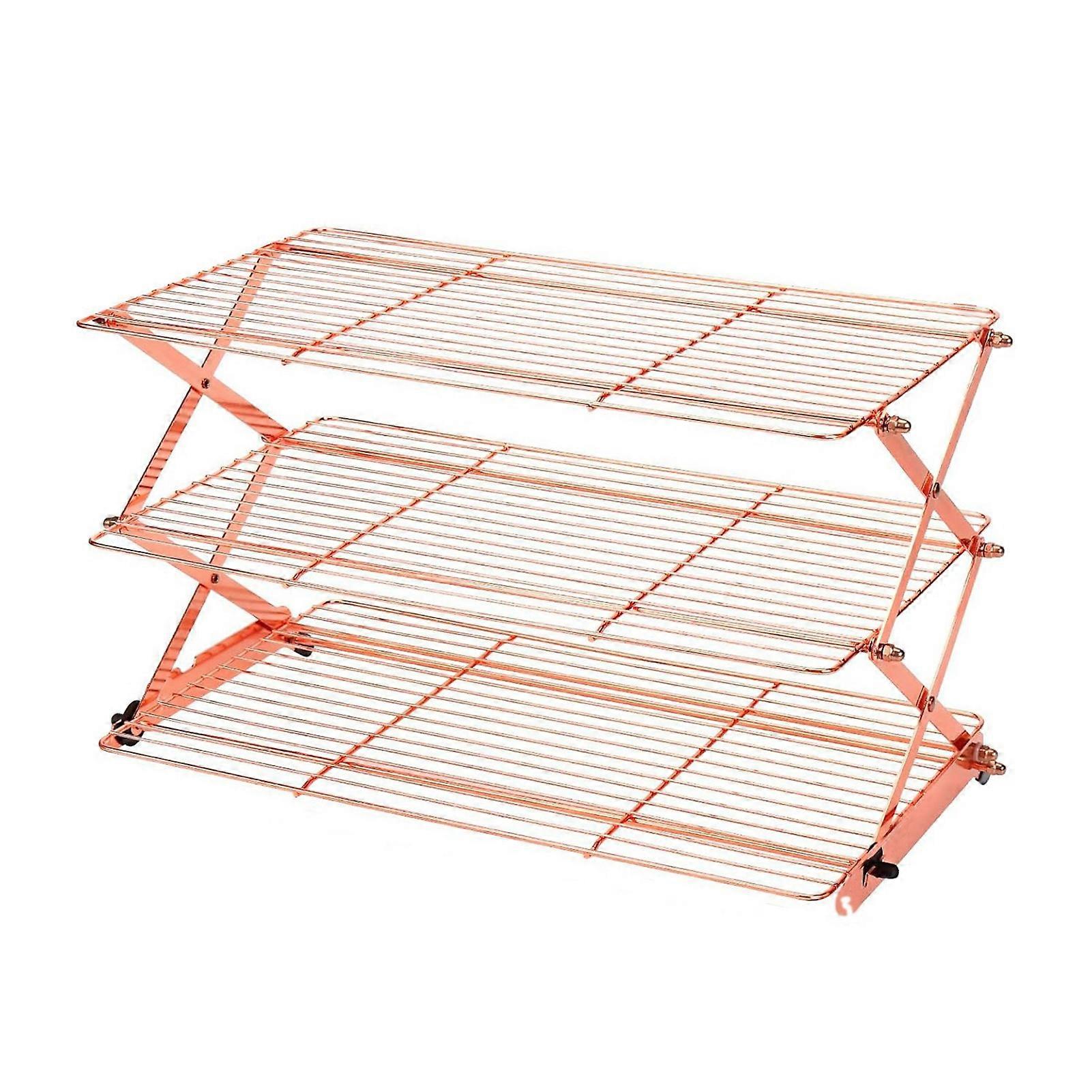 3/4 Tier Stackable Cooling Rack with Non Stick Coating and Foldable Design for Baking