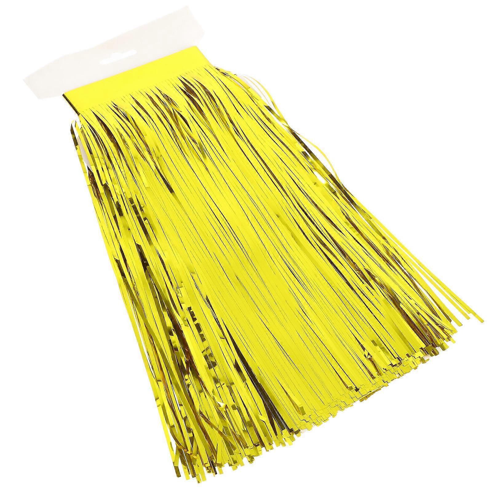Jupe de table hawaïenne dorée avec bannière à pompons