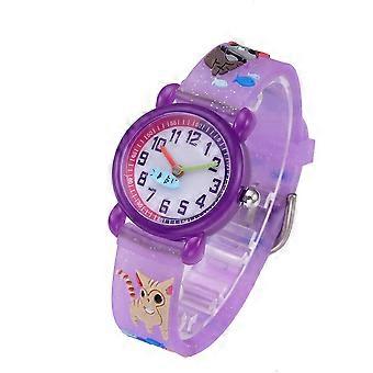 Kids Cartoon Watch Cartoon Kitty Quartz Watch for Children Purple