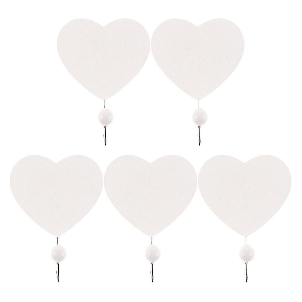 5Pcs Kitchen Hanger Hooks Heart Shape Hole Punched Hook Wall-mounted Hooks