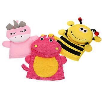 3Pcs Kids Bath Sponge Glove Shower Bathing Mitt Loofah Scrubber for Baby Toddler