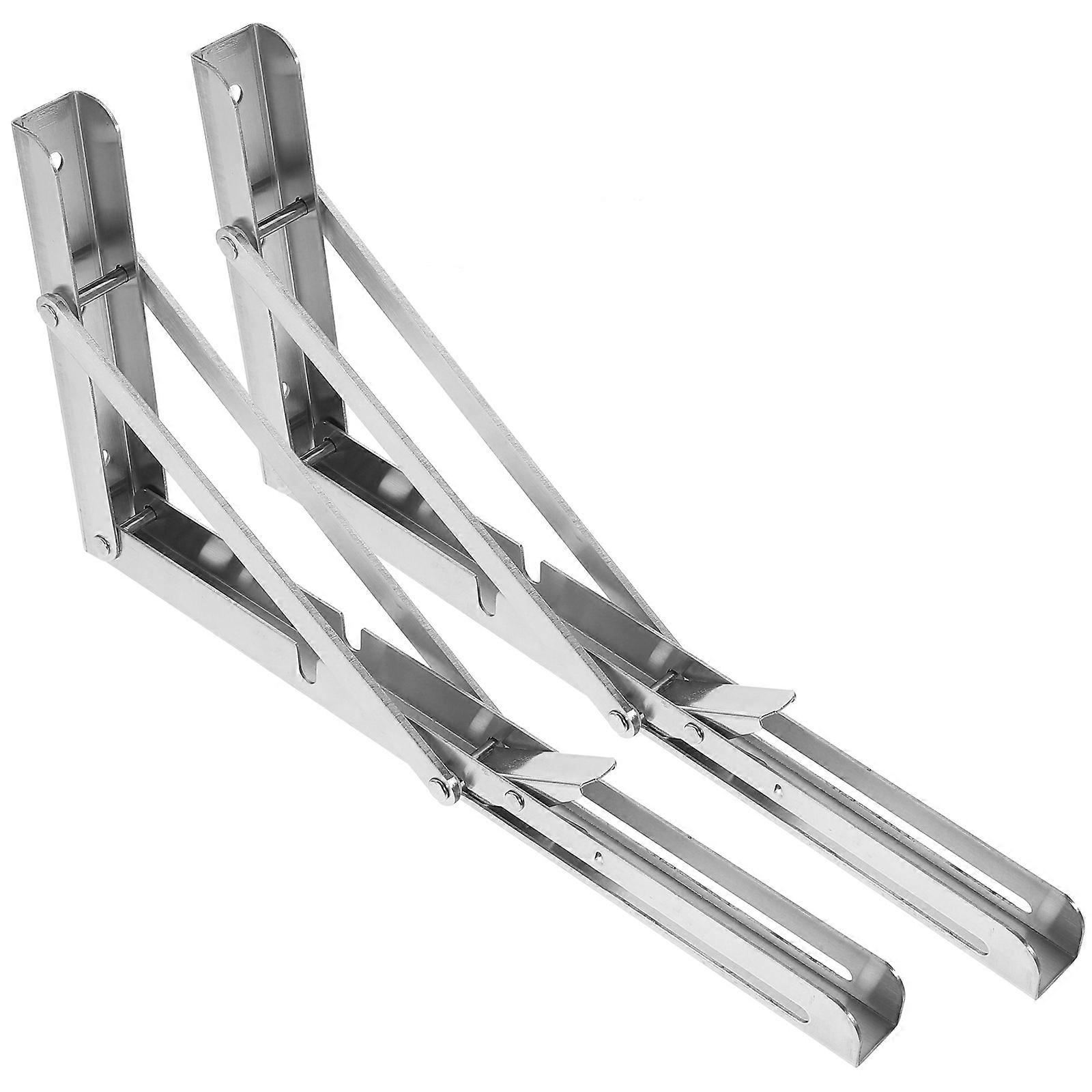 2pcs Stainless Steel Collapsible Brackets Folding Shelf Brackets Support Racks