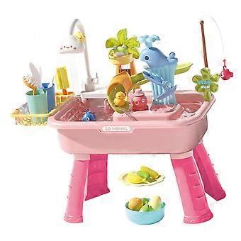 Interactive Water Play Table With Electric spring And Fishing Fun For Kids Ages 3 And Up  Pink