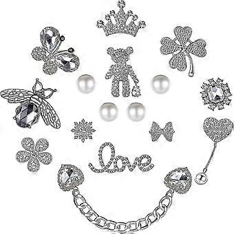 Trendy Designer Croc Charms voor vrouwen en meisjes, Bling Shoe Charms Pack met knopen, 16pcs