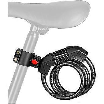 Bicycle Combination Lock  5-Digit Code, 4 Feet  Suitable for Bicycles, Motorcycles, and Scooters (Black)