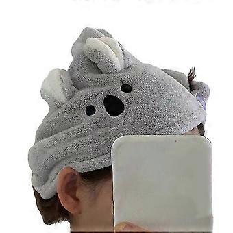 Toalla de microfibra para el cabello con diseño de koala para mujer, con botón, absorbente, de secado rápido, que reduce el frizz, ideal para baño, ducha, spa, Jikaix