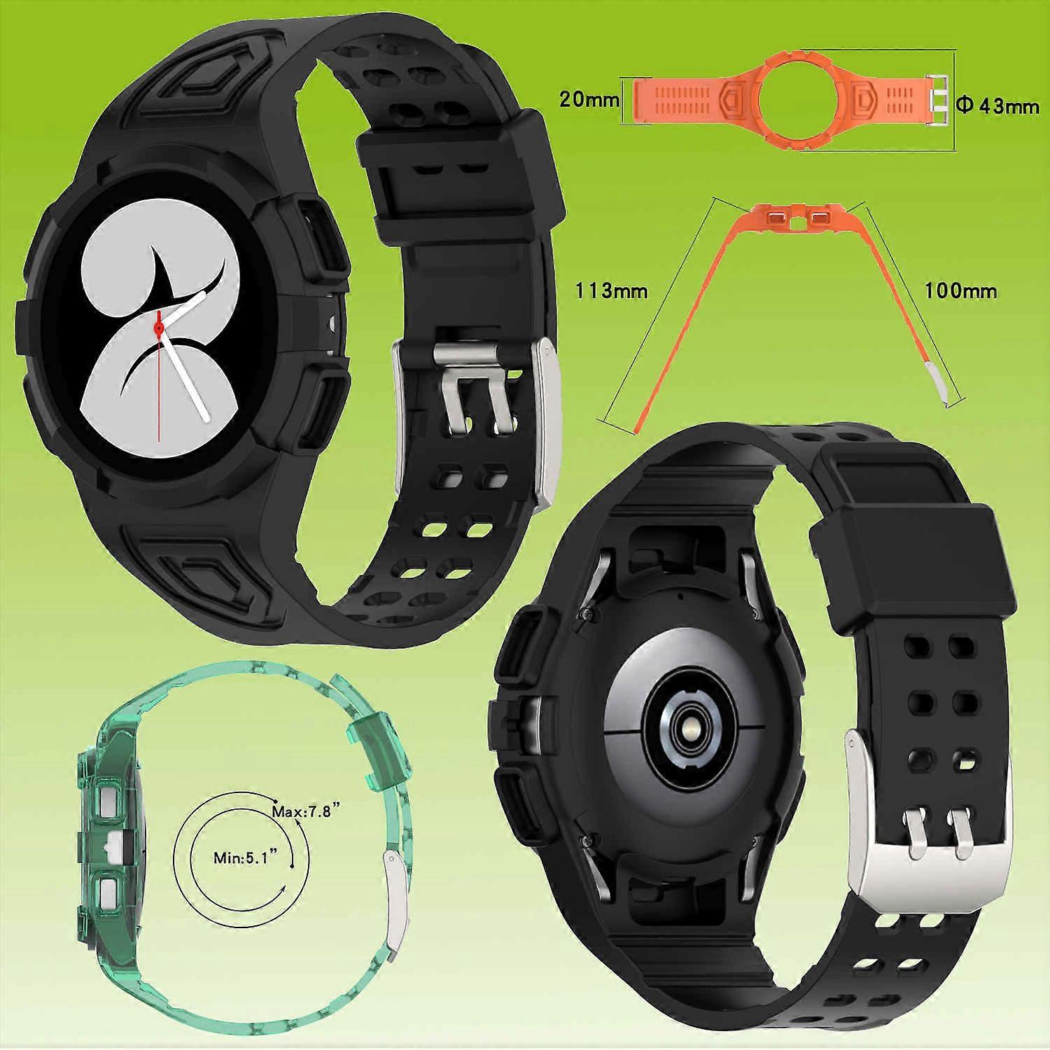 For Samsung Galaxy Watch 4 Classic 46mm Silicone with Case Protective Arm Band Watch