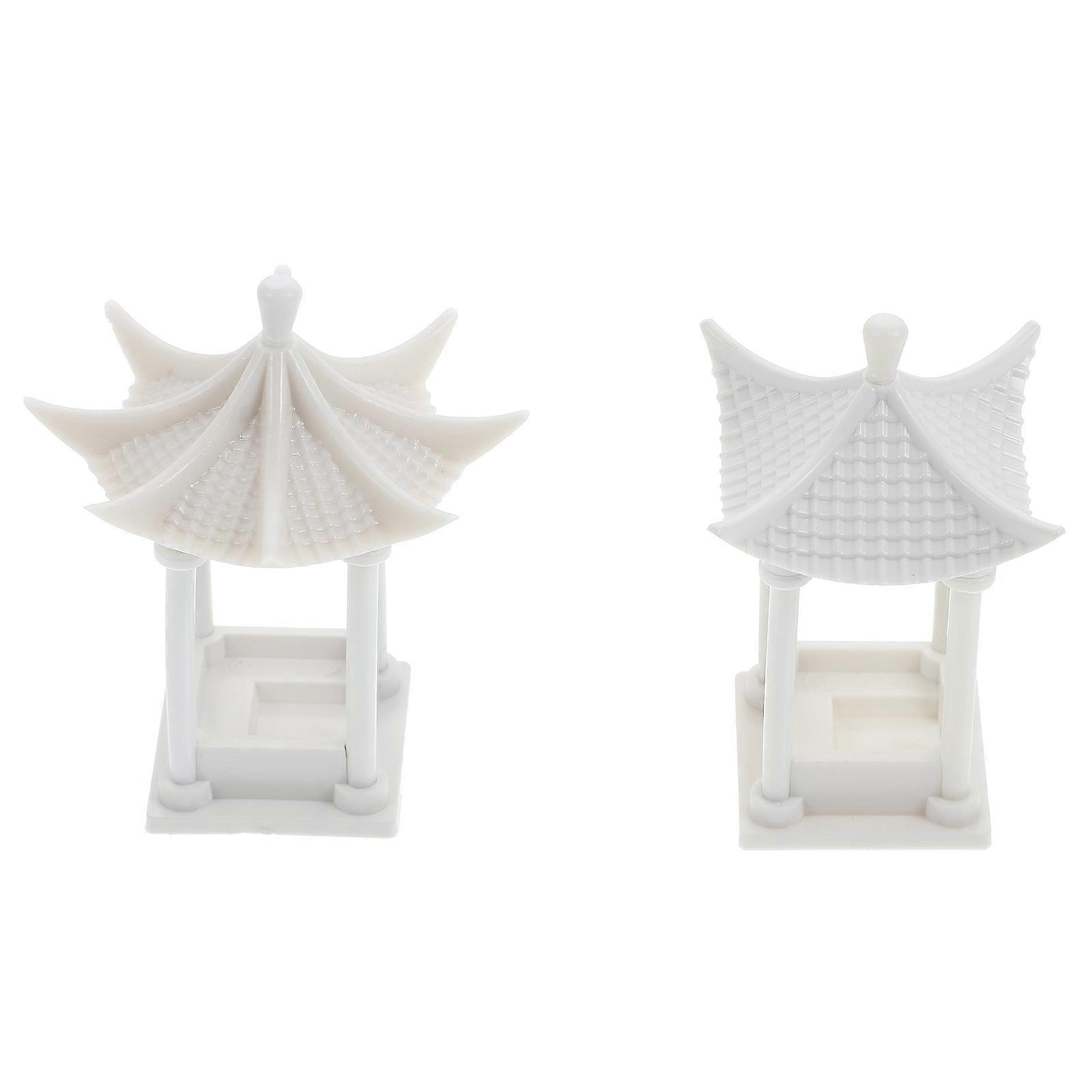 Architectural Pavilion Model for Decoration 2Pcs Mini Octagonal Pavilion Set