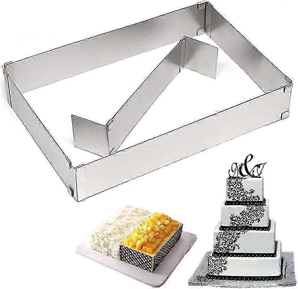 Rectangular Adjustable Baking Frame, With Dividers, Adjustable Cake Ring-jhgf