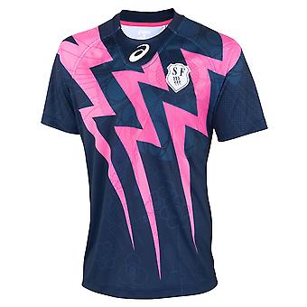 ASICS stade francais de rugby home camisa [Marinha/rosa]