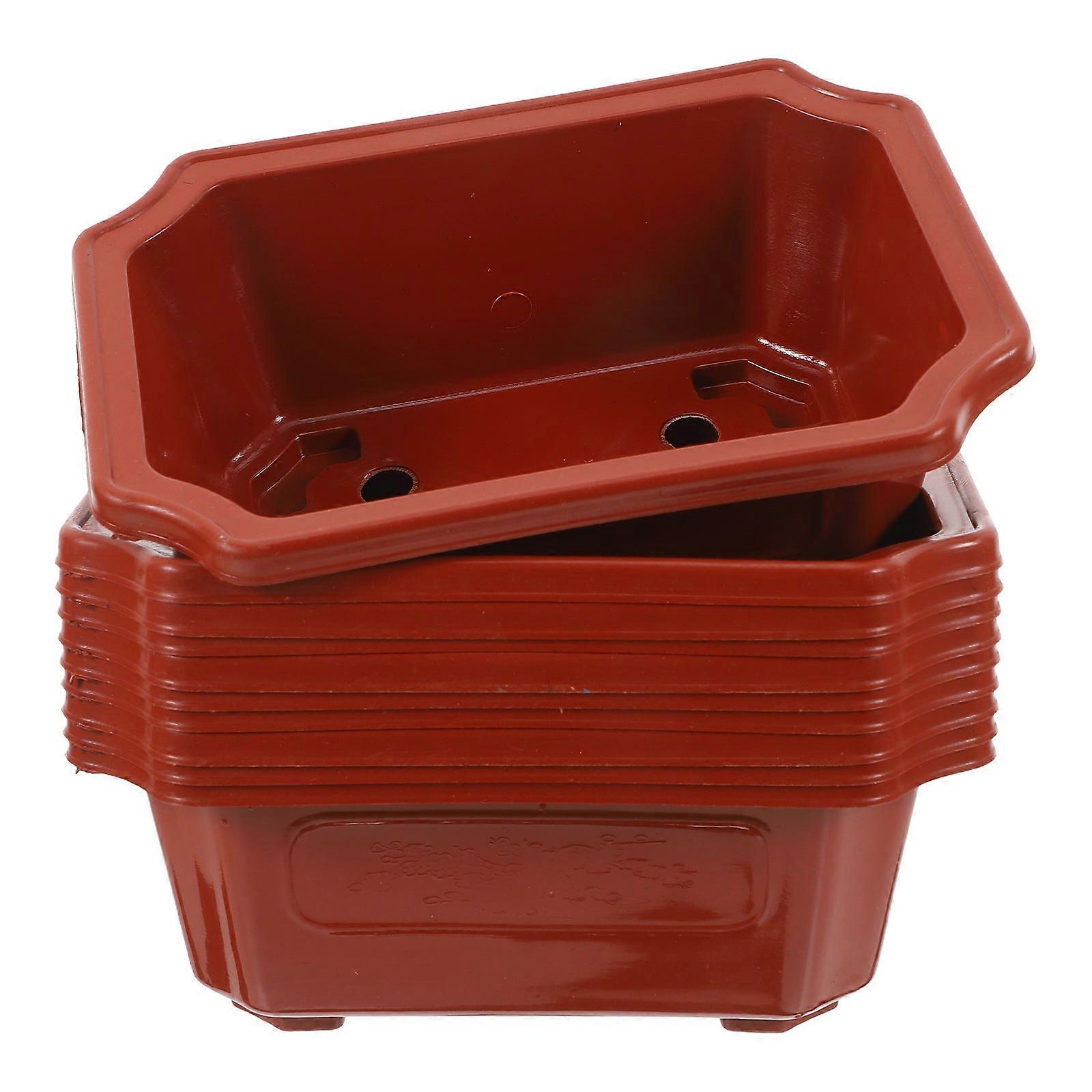 Plastic Bonsai Pots Rectangular Flowerpot for Decor 10Pcs Vintage Style