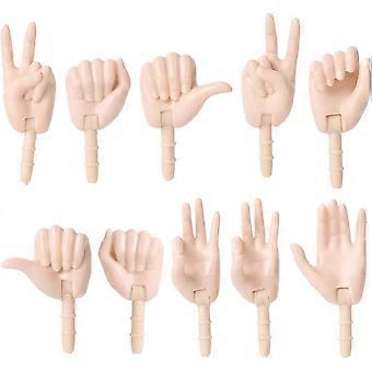 1 Box 10 Styles Jointed Hands Plastic Tiny Finger Hands Miniature Realistic Hand Parts Connector Movable Replacement Gesture Puppets Dolls Hand