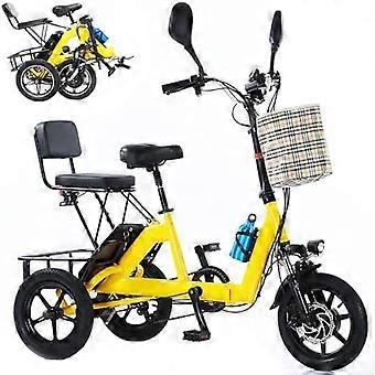 Elektrisches Dreirad für Erwachsene, 350 W, faltbar, 14 Zoll, 48 V, 10,4 Ah, 40 km Reichweite, 180 kg Zuladung