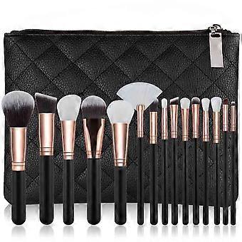 15Pcs Makeup Brush Set Soft Synthetic Fiber Cosmetic Brushes with Storage Bag