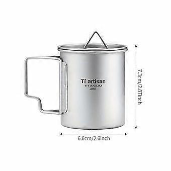 Pure Titanium Folding Handle Mug with Lid and Storage Bag, 200ml-750ml Ultra-lightweight Portable Camping Cup for Outdoor Picnic Hiking Backpacking
