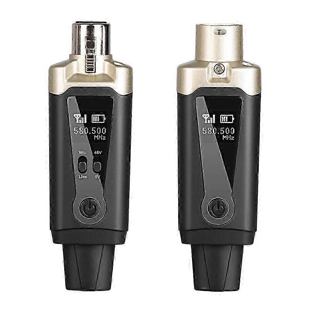 Wireless Microphone System XLR Mic Converter Adapter UHF Automatic Transmitter Setup for Condenser Dynamic Mic