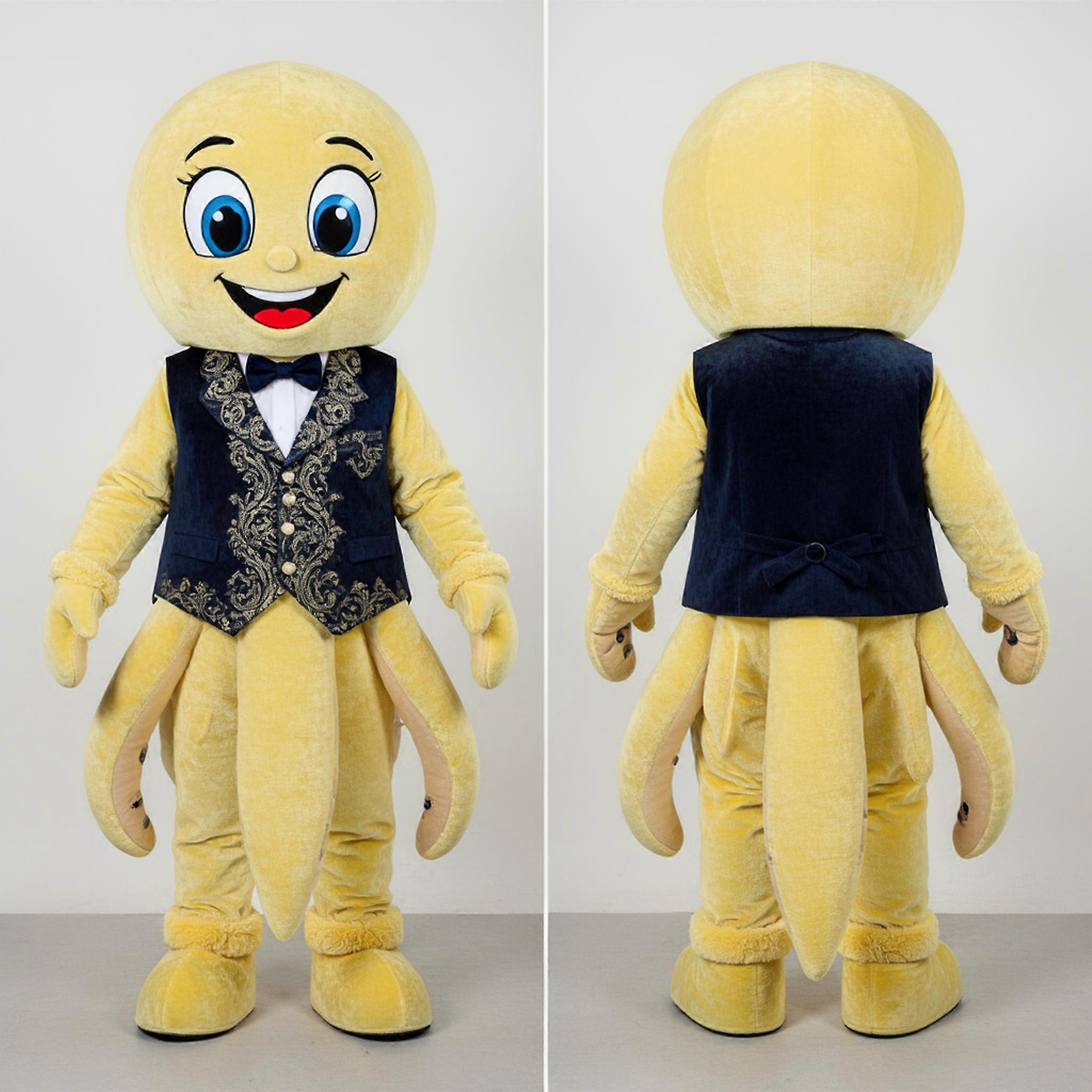 MASTICOT Lemon Yellow Cartoon Octopus Mascot
