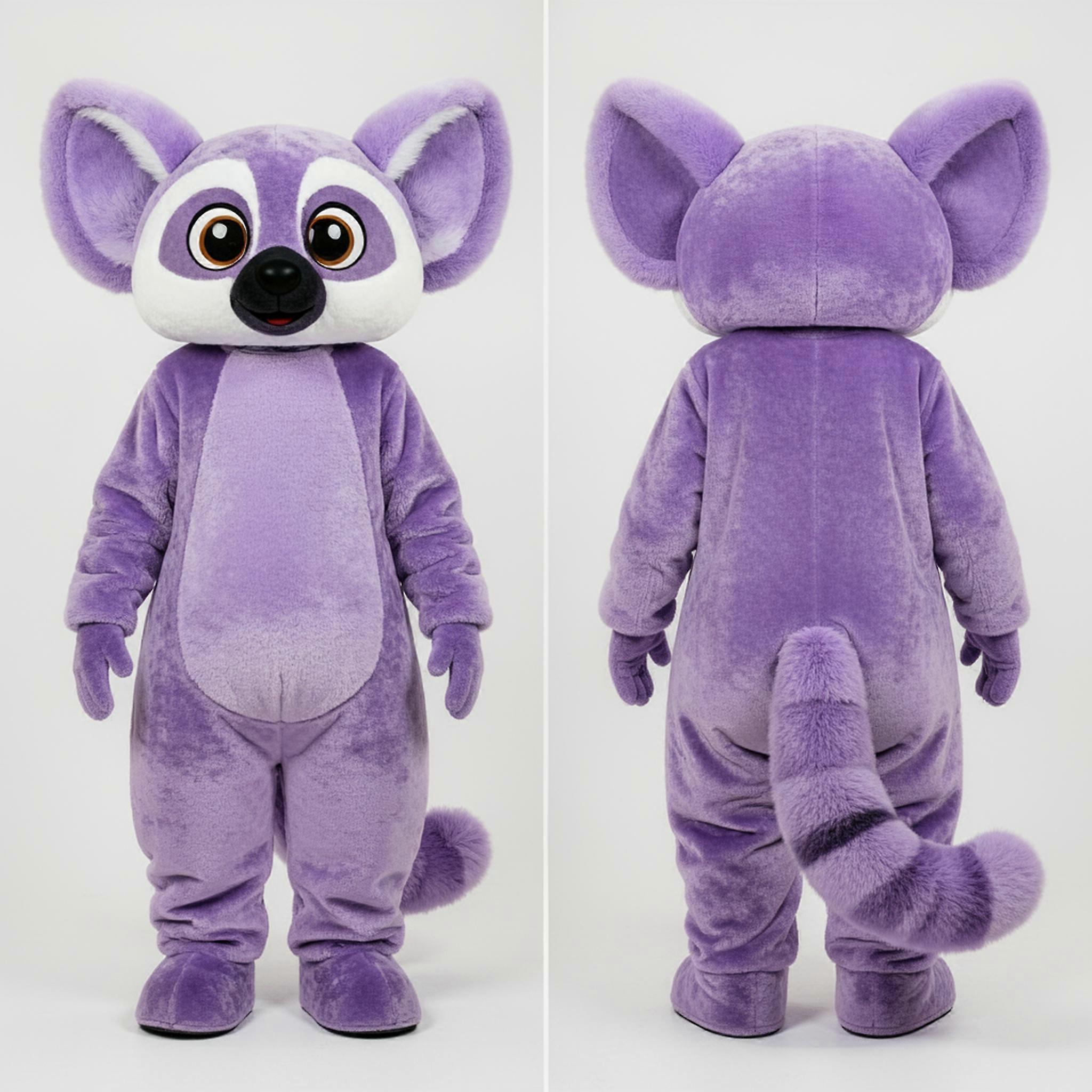 MASTICOT Lavender Fluffy Eared Lemur Mascot
