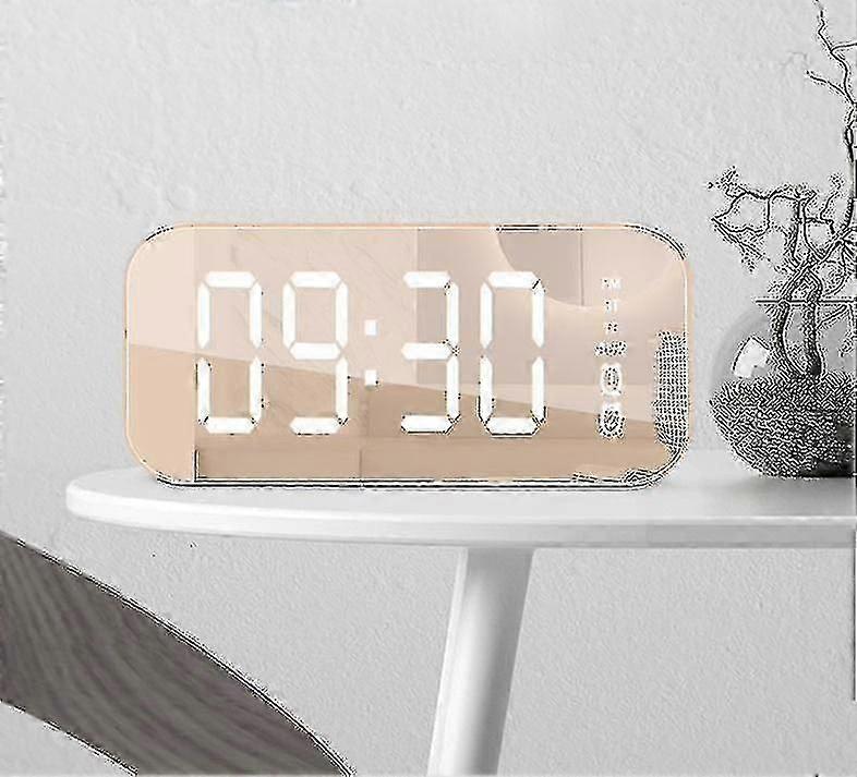 Multifunctional LED Digital Alarm Clock Bluetooth Speaker Bedside Table Glow Pink