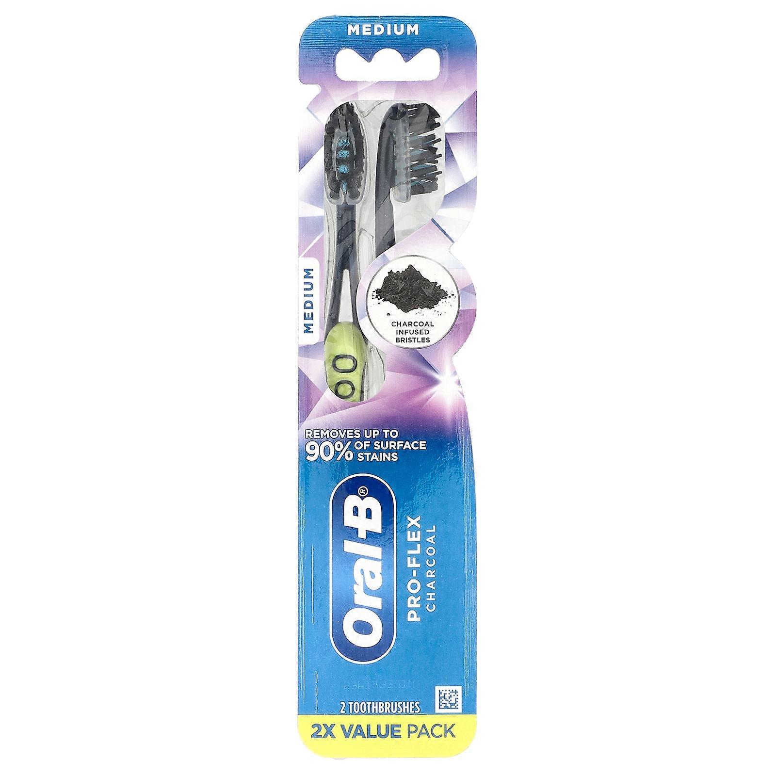 2 x Oral-B, Pro-Flex Charcoal Toothbrush, Medium, 2 Pack