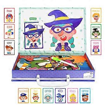 Magnetic Face Changing Puzzle Toys 96 pcs Set for Kids Ages 3+, Creative MixandMatch Playboard ParentChild Interactive Game