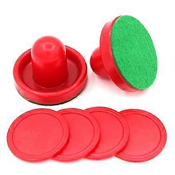 Red Air Hockey Pusher Set, Air Hockey Pusher Handle Accessory Kit, Table Hockey Pusher Kit for Children and Adult Game Tables