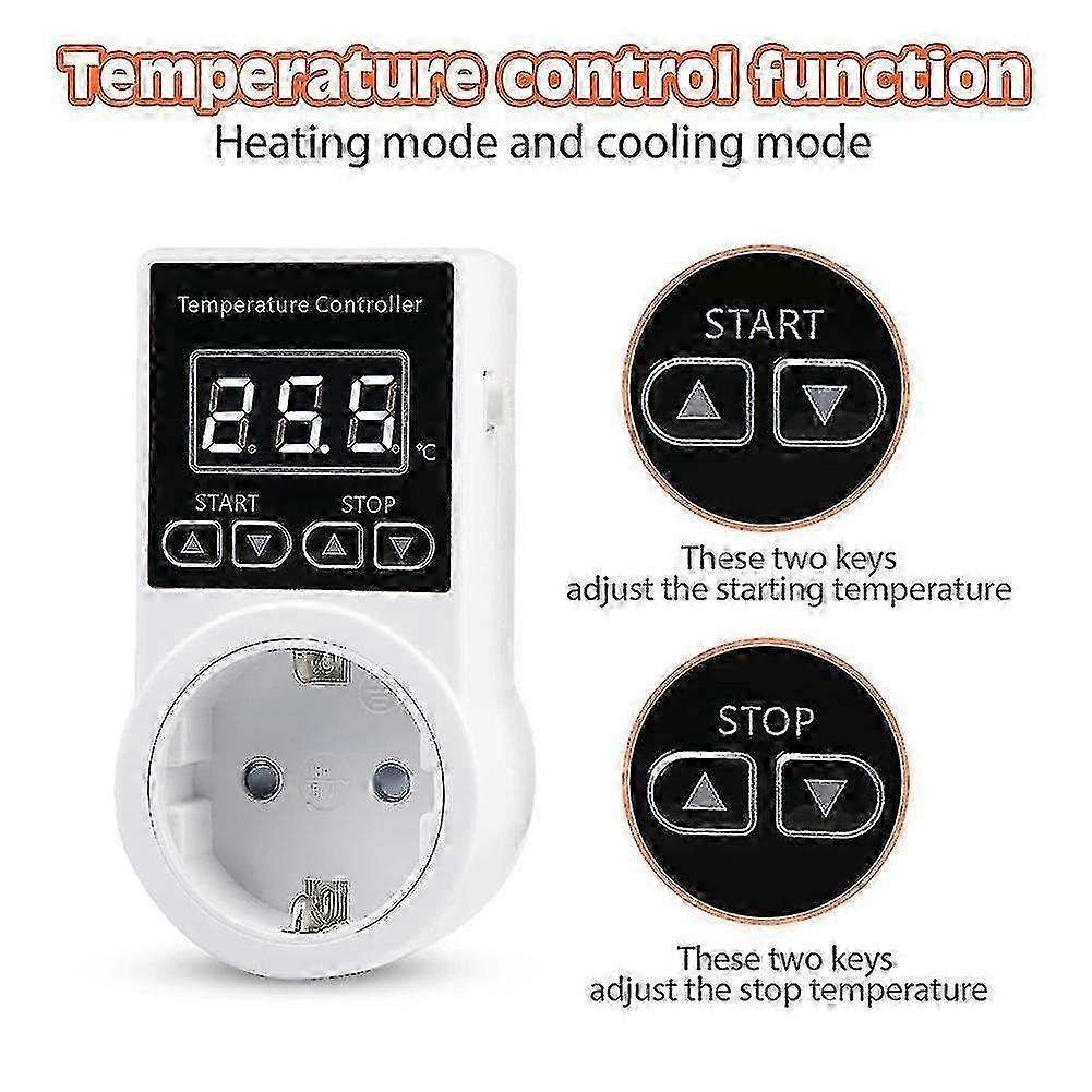 2pcs Thermostat Socket With Sensor, Digital Temperature Controller Socket, Waterproof Temperature S