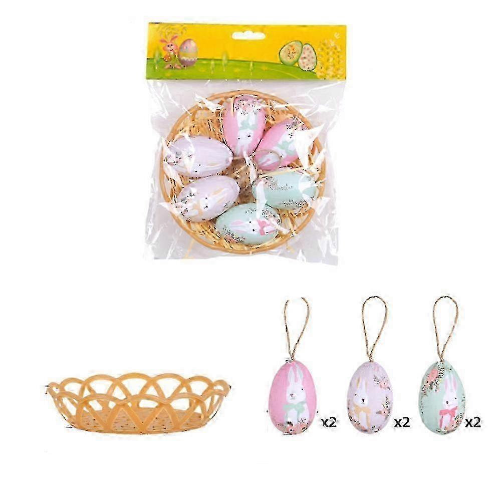 6pcs Cartoon Bunny Easter Egg Ornaments