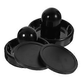 ABS Tabletop Ice Hockey Pucks Set with Paddles for Party Black