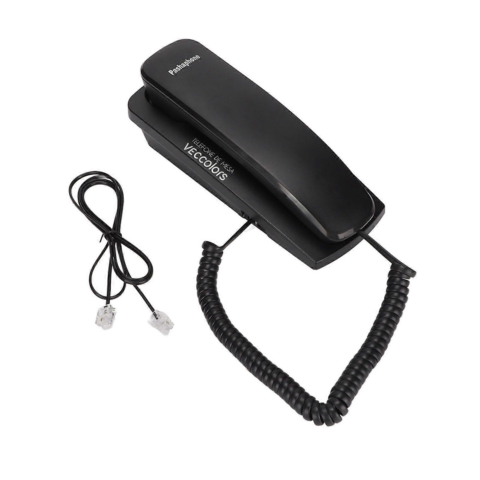 KXT1042 Wall Phone Wired Fixed Telephone with Mute Redial Function Distribution Interface Oval Button Design(Black )