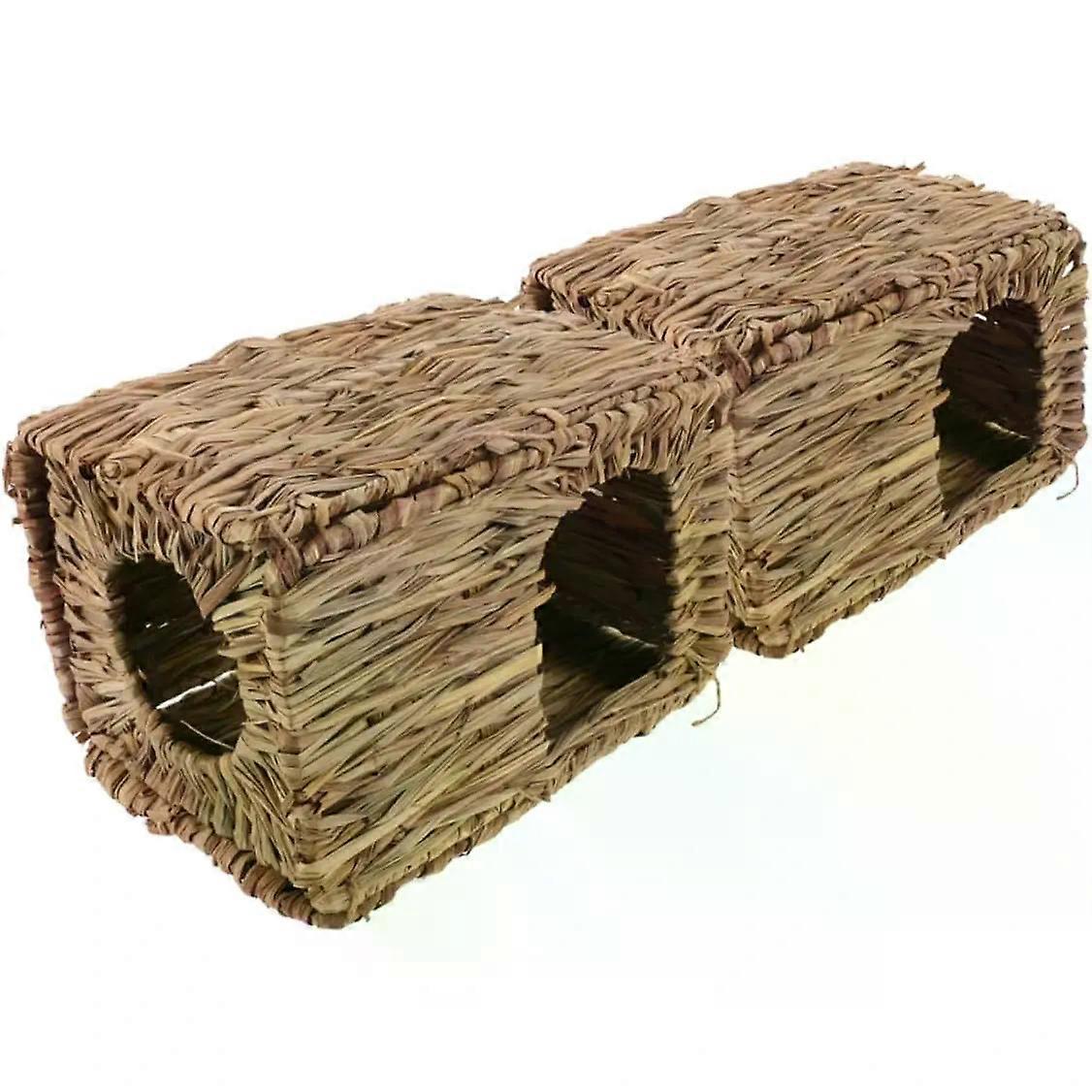 Foldable Grass Guinea Pig Hideout Bed 2pcs for Rabbit
