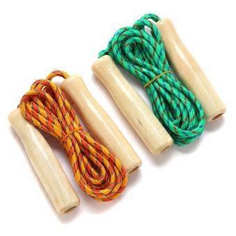 Skipping Rope Wooden Sport Game Handle Ropes 2.5M For Students Fitness Training