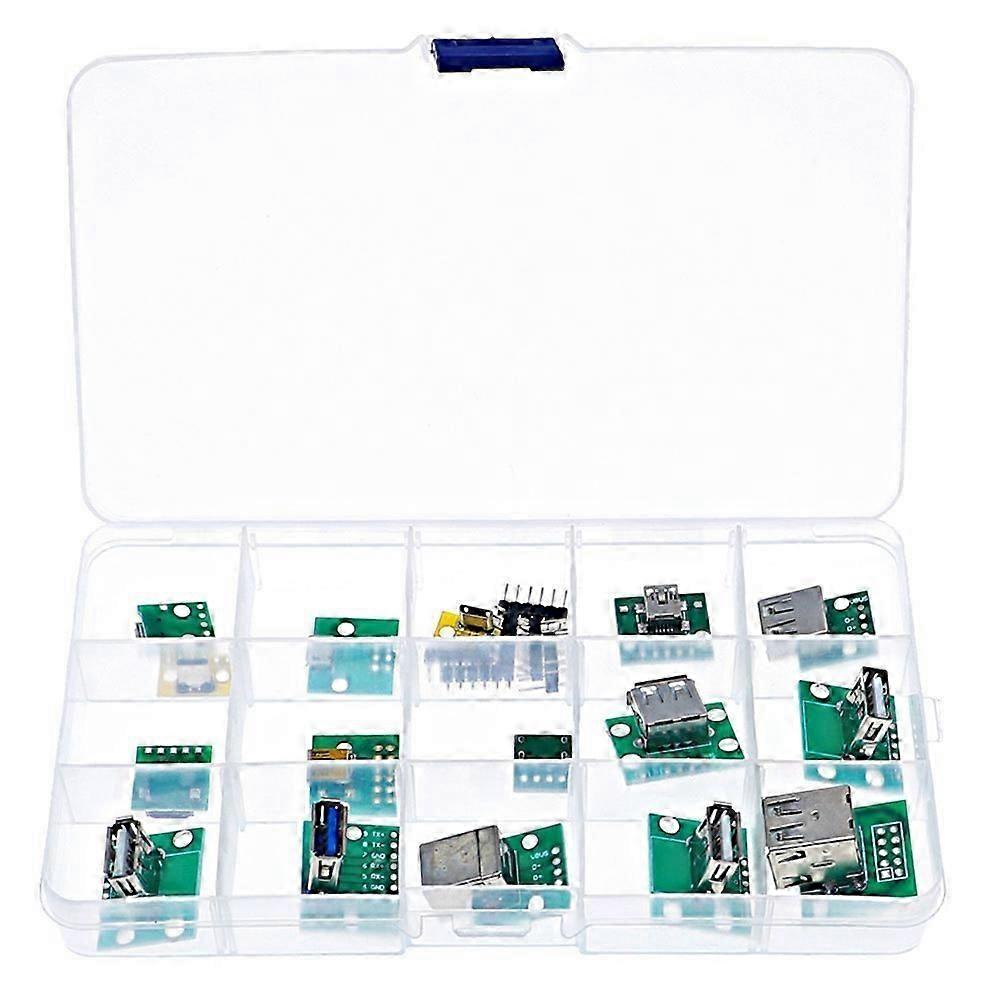 Mini USB to DIP Connector with PCB Board, Micro-USB,USB 2.0,Type C,USB B,USB 3.0,16 Models Socket A core