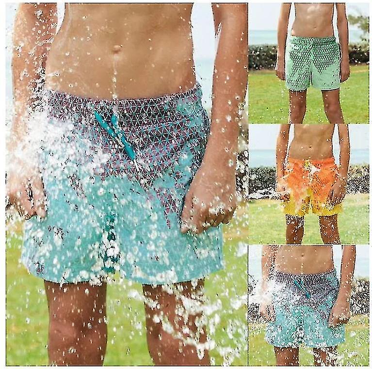 Magical Change Color Beach Shorts Men Swimming Trunks Swimwear Quick Dry Bathing-n