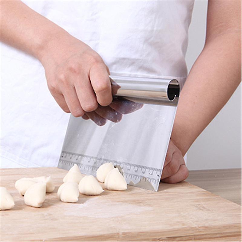Pro Dough Pastry Scraper/cutter/chopper Stainless Steel Mirror Polished With Measuring Scale Multipurpose- Cake, Pizza Cutter - Pastry Bread Separator