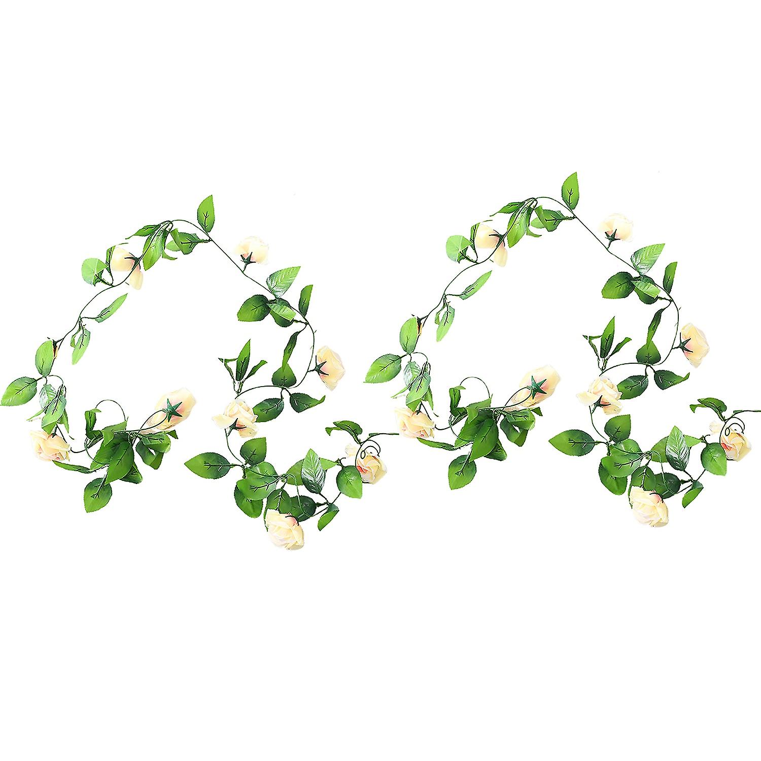 2Pcs Beautiful Artificial Vine Add Atmospheres Plastic Decorative Realistic Rose Fake Rattan