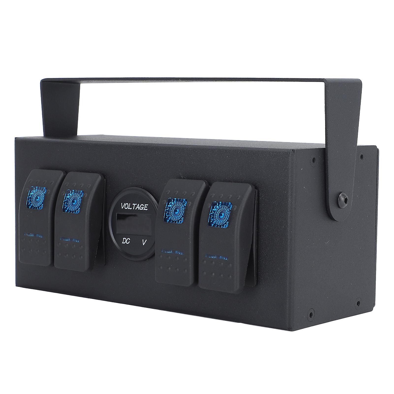 4 Gang Rocker Switch Box Waterproof On Off Switch Panel With Blue Light ...