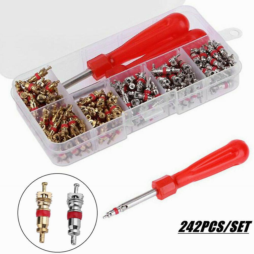 242PCS Car A/C Air Conditioning R134a Valve Core Assortment Remover Tool Kit