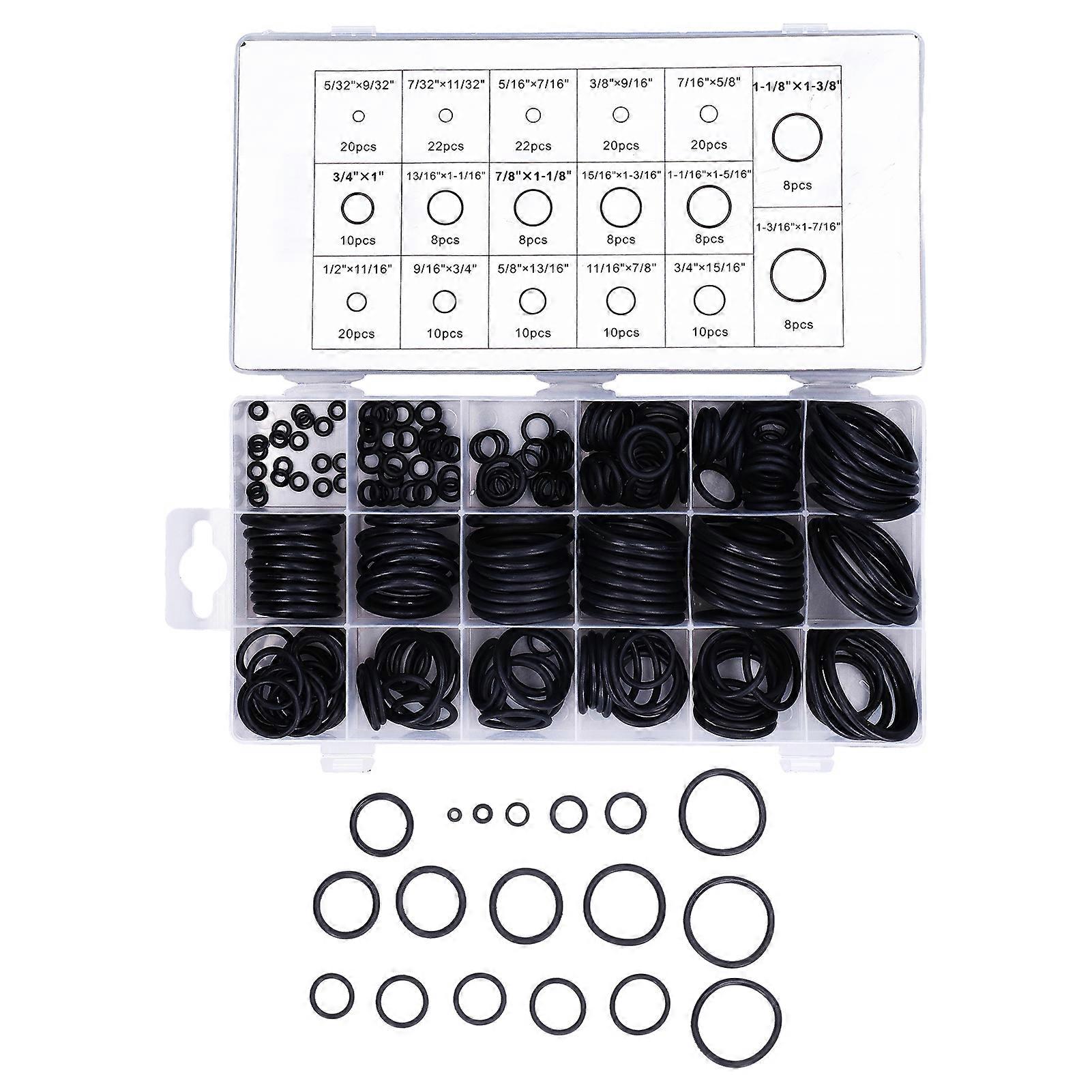 222Pcs O Ring Rubber Washer Gasket Assortment Accessory Set Kit for Pipeline Vehicle
