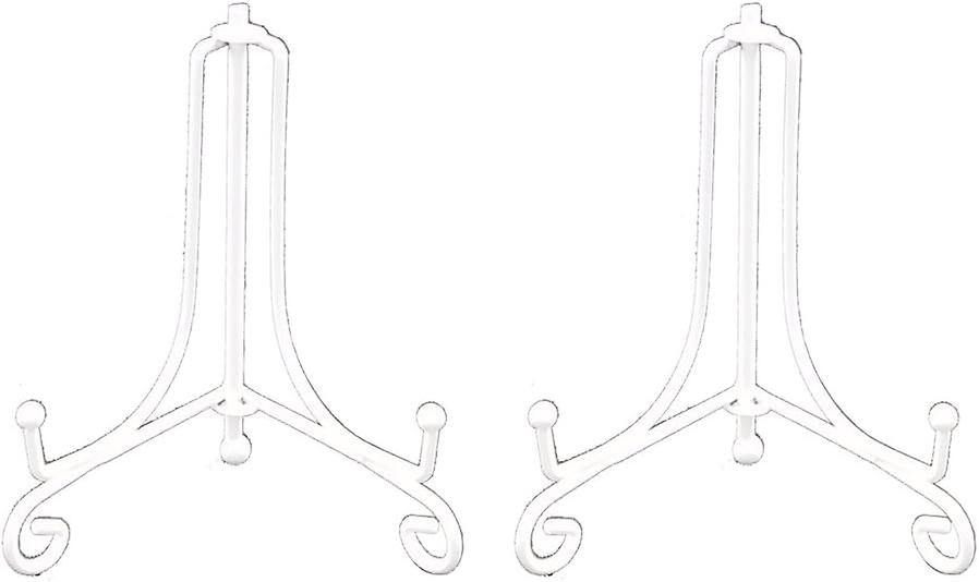  2 pcs 4 Inch White Iron Small Plate Stand Holder