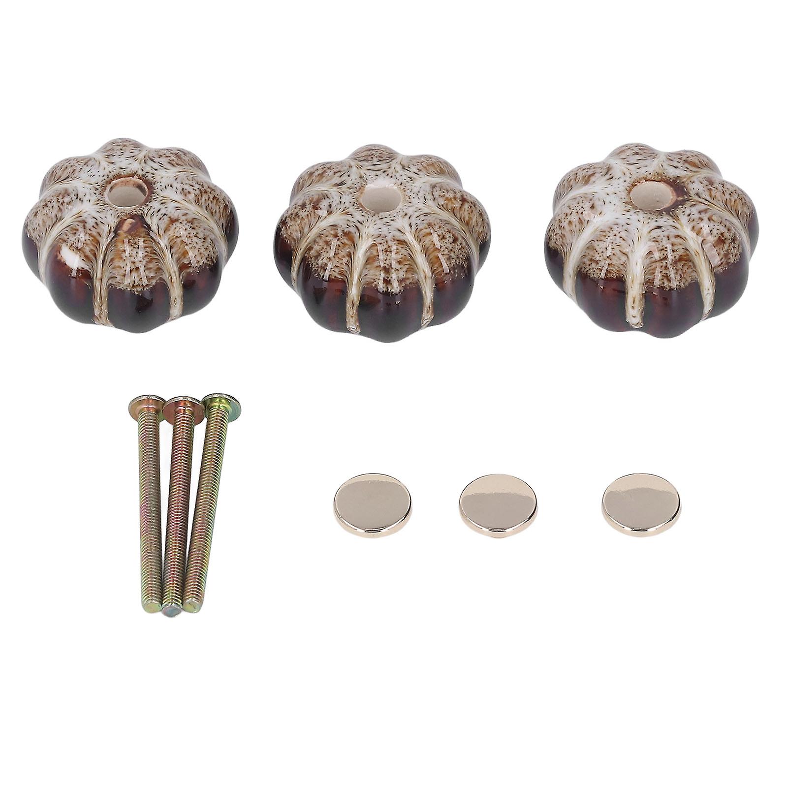 3 Pcs Classical Ceramic Pumpkin Door Pull Handle Knobs For Kitchen Cabinet Drawer Cupboard Gold