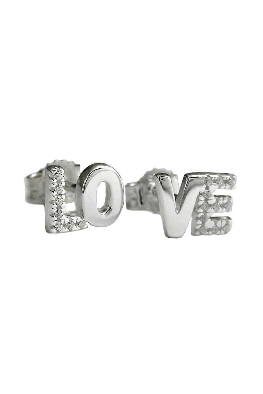 Stud Earrings Love Zirconia Silver 925 - Gl91633