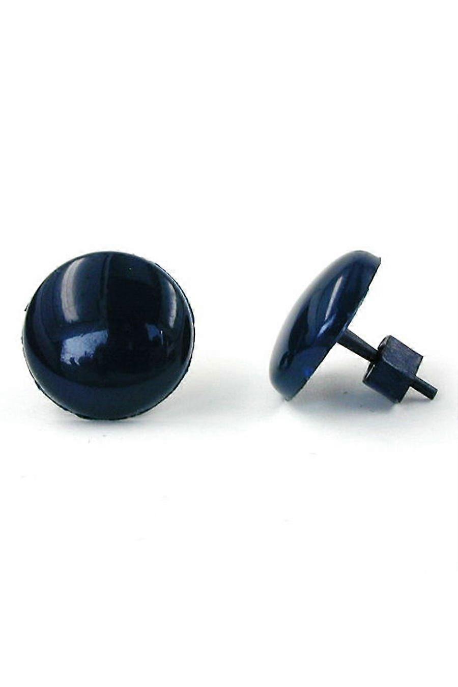 Stud Earrings Plastic Round Dark Blue - Gl01824