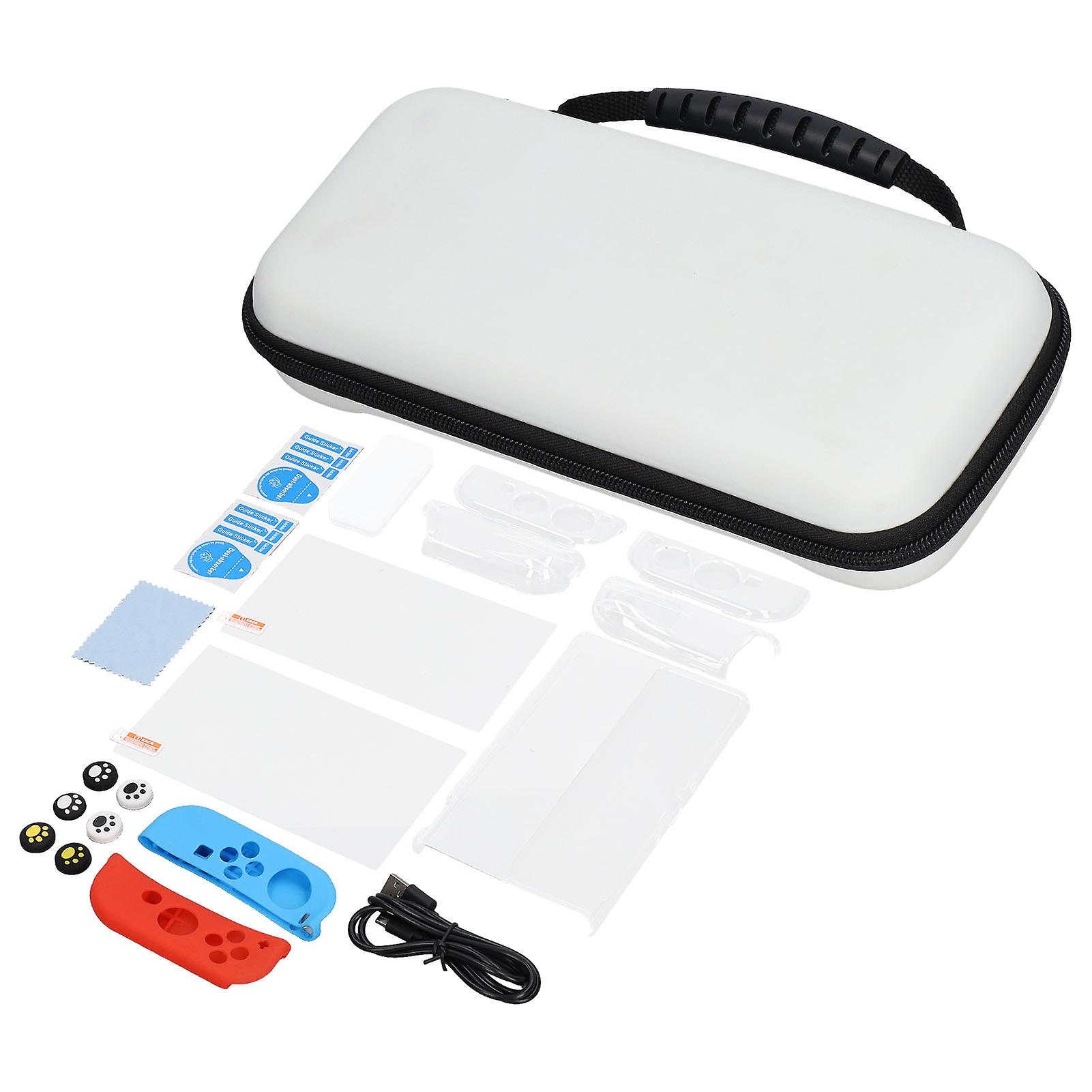 Game Console Accessories Bundle High Capacity Carrying Case Screen Protector Grip Caps for Travel