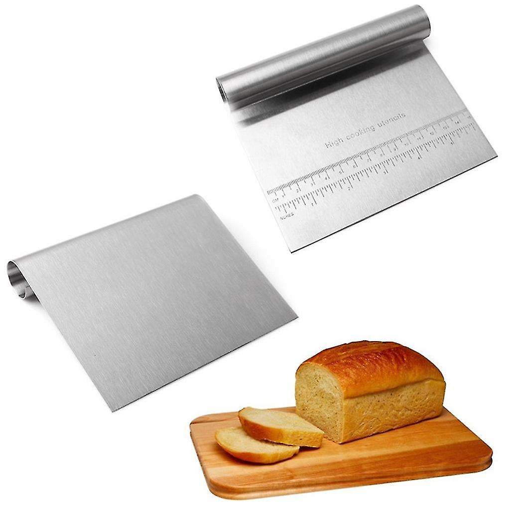 2pcs Dough Scraper With Scale Pastry Scraping Stainless Steel Bak