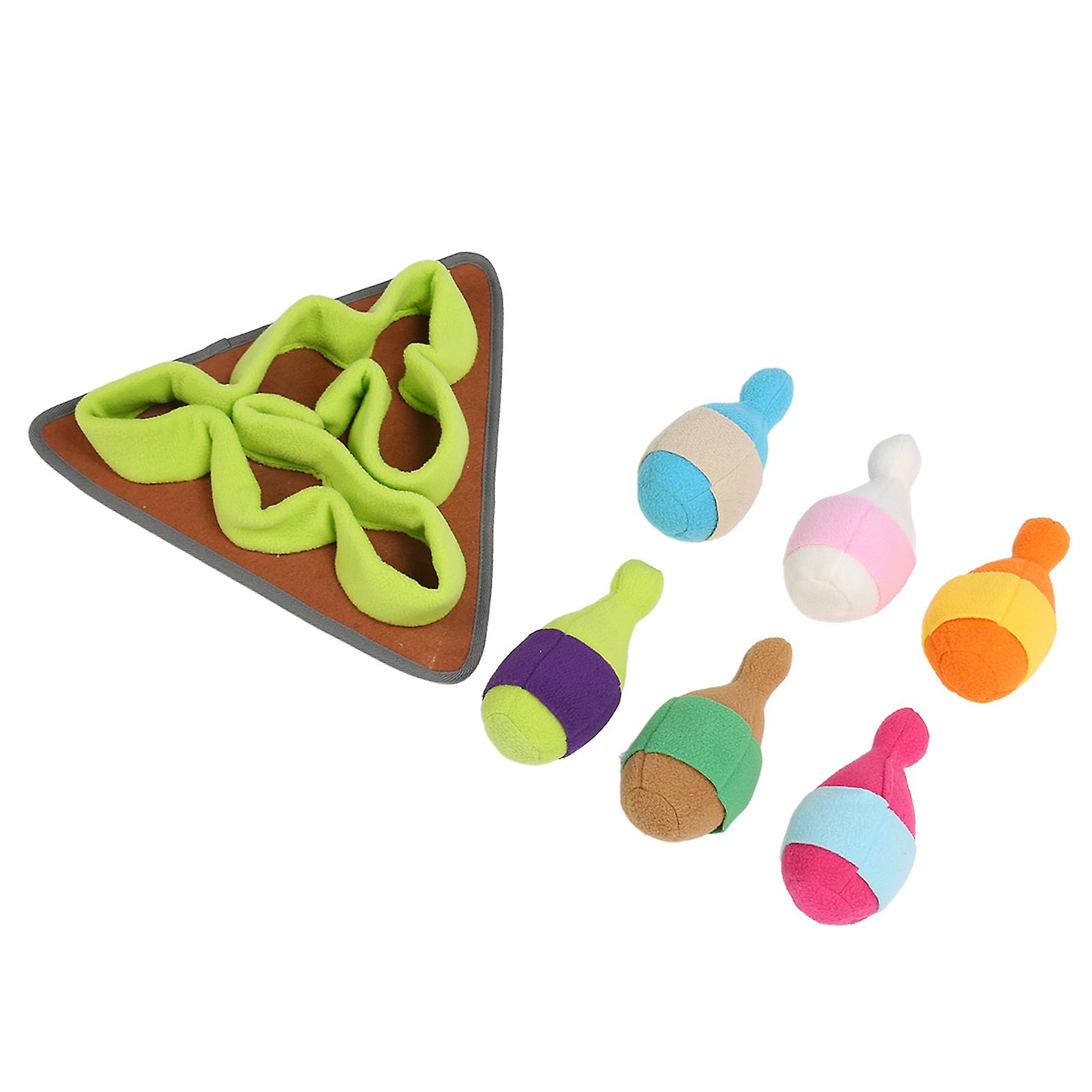Pet Sniffing Pad Slow Eating Reduce Boredom Dog Sniffing Feeding Mat Puzzle Toy with Squeaky Bowling for Smell Training 
