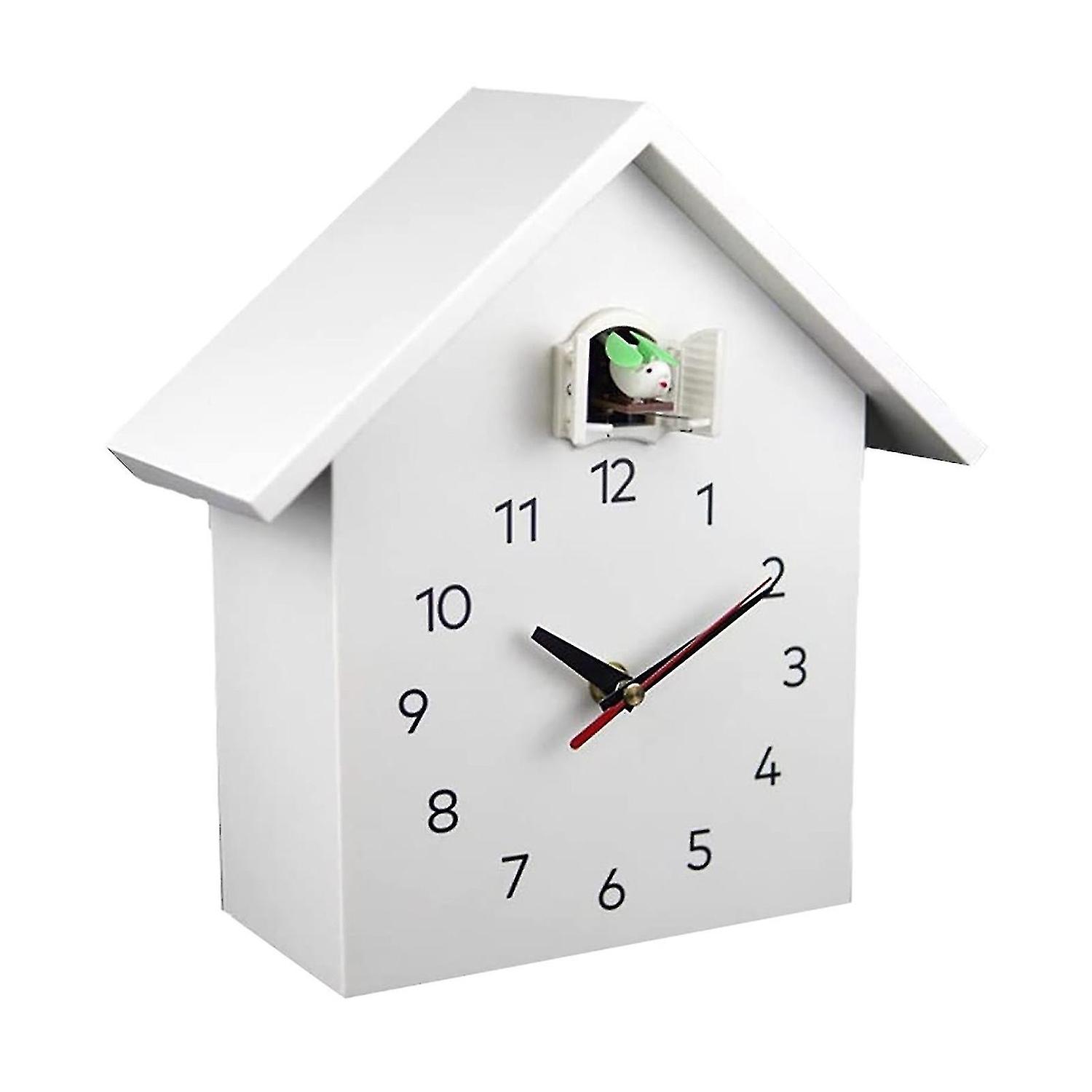Large cuckoo clock, cuckoo clock - white birdhouse, simple modern design