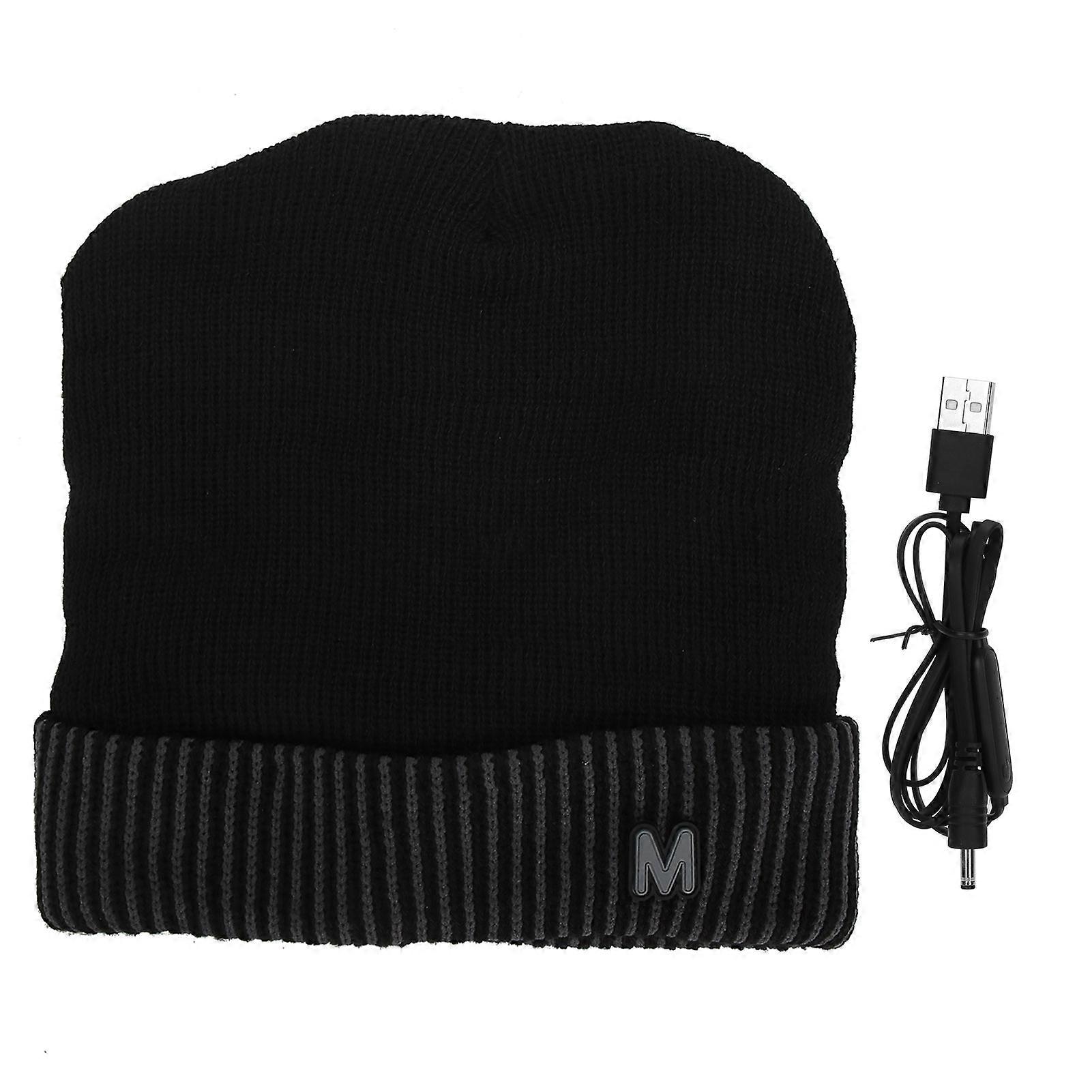Usb Rechargeable Heating Hat Winter Outdoor Warm Fast Heating Breathable Hatgray Brim